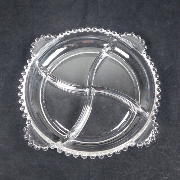Imperial Glass Clear Candlewick Round 4 Part Divided Serving Relish Dish - Picture 1 of 7